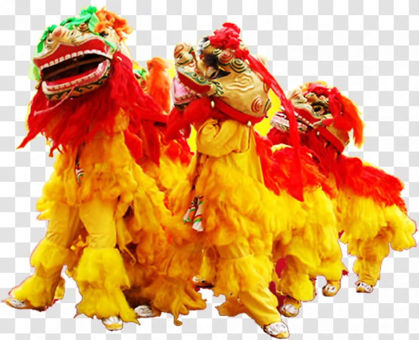 Lion Dance Chinese New Year Festival - Firecracker - Yellow Team Transparent PNG