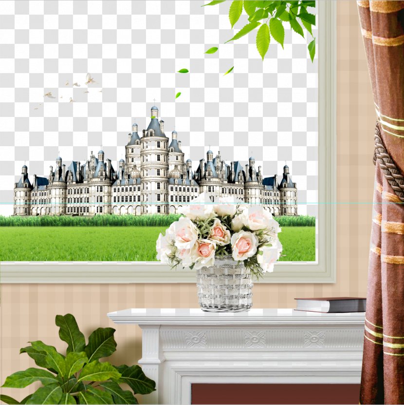 Table Window Curtain - Chair - Windows In The World. Transparent PNG