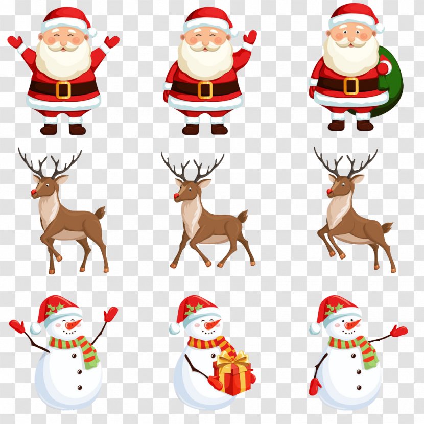 Santa Claus's Reindeer Mrs. Claus Christmas - Deer Snowman And Other Material Transparent PNG