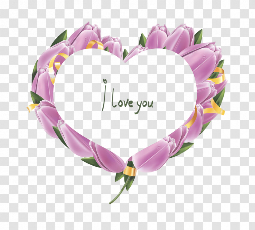 Heart Purple Flower Pink Tulip Transparent PNG