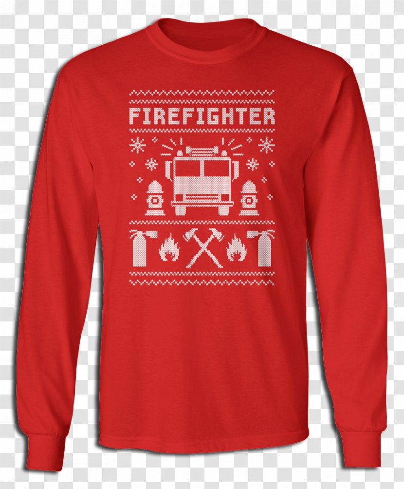 Long-sleeved T-shirt Hoodie Sweater - Unisex - Firefighter Transparent PNG