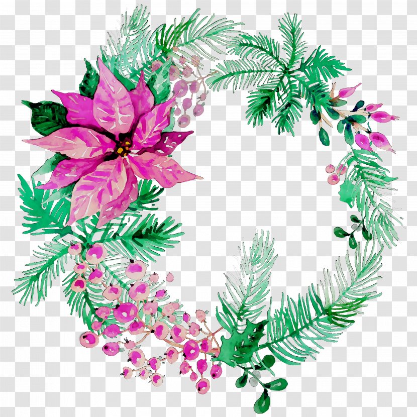 Illustration Wreath Christmas Ornament Floral Design Graphics - Magenta - Decoration Transparent PNG