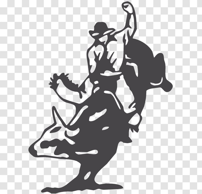 Bull Riding Decal Sticker Professional Riders - Monochrome Transparent PNG