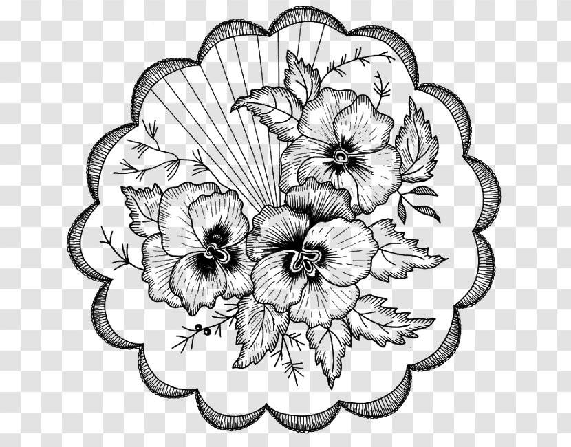 Drawing Embroidery Motif Coloring Book Pattern - White - Classical Floral Decorative Transparent PNG