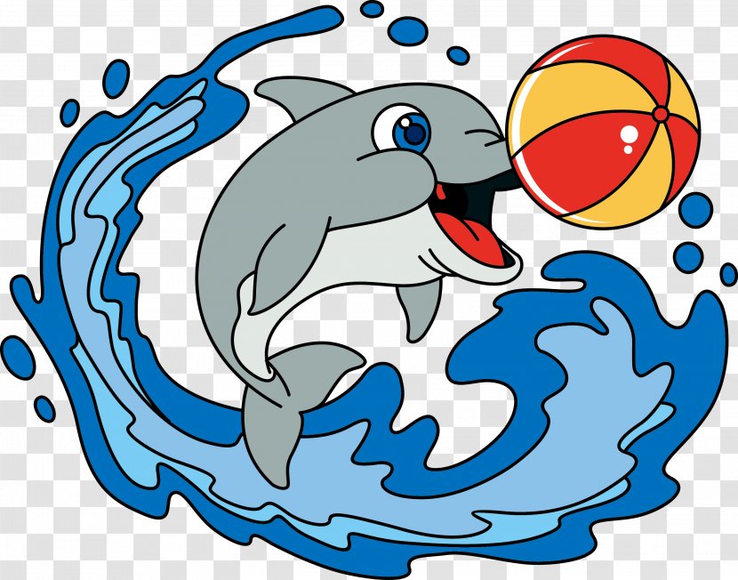 Euclidean Vector Dolphin Sea - Art - Cartoon Play The Ball Transparent PNG