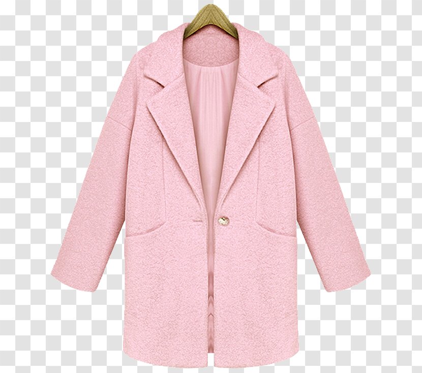 Coat Outerwear Pink M Jacket Button - Sleeve Transparent PNG