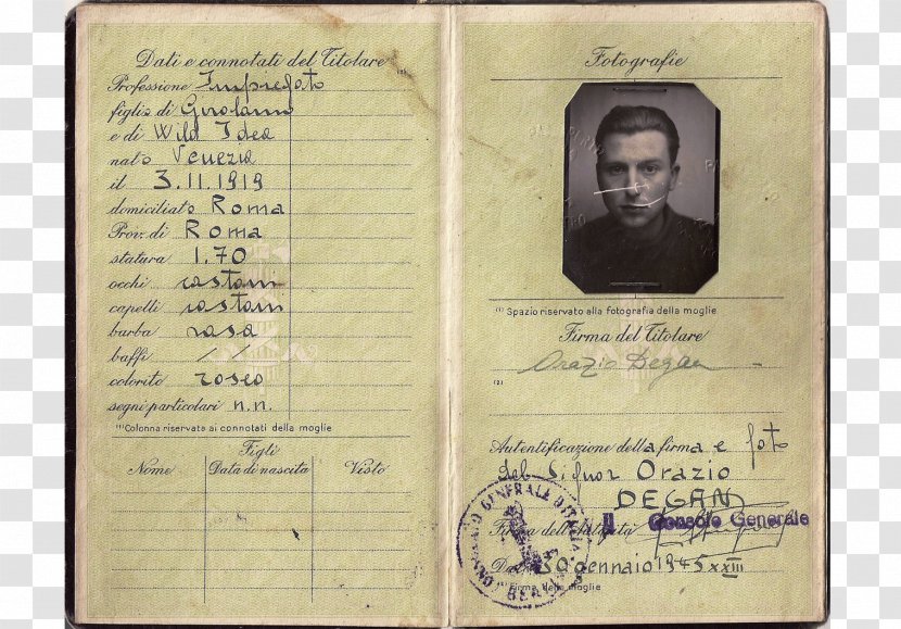 Identity Document - Paper - Italian Passport Transparent PNG