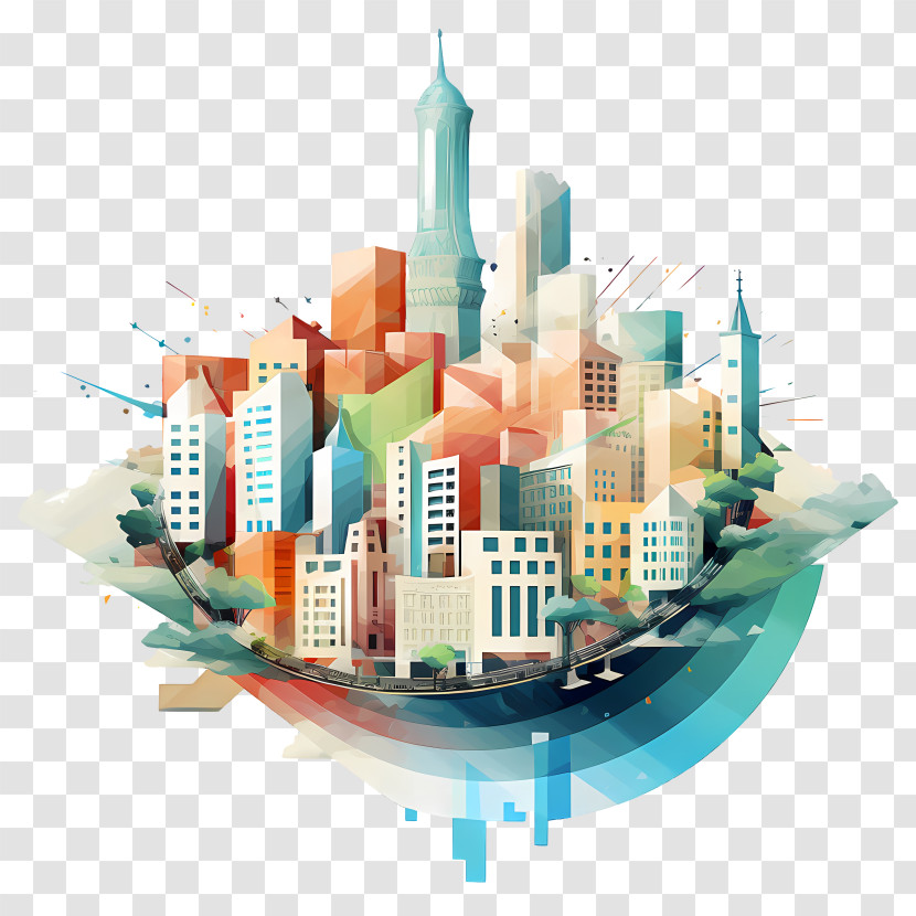 World Urbanism Day - Modern City Illustration With Colorful Buildings Transparent PNG