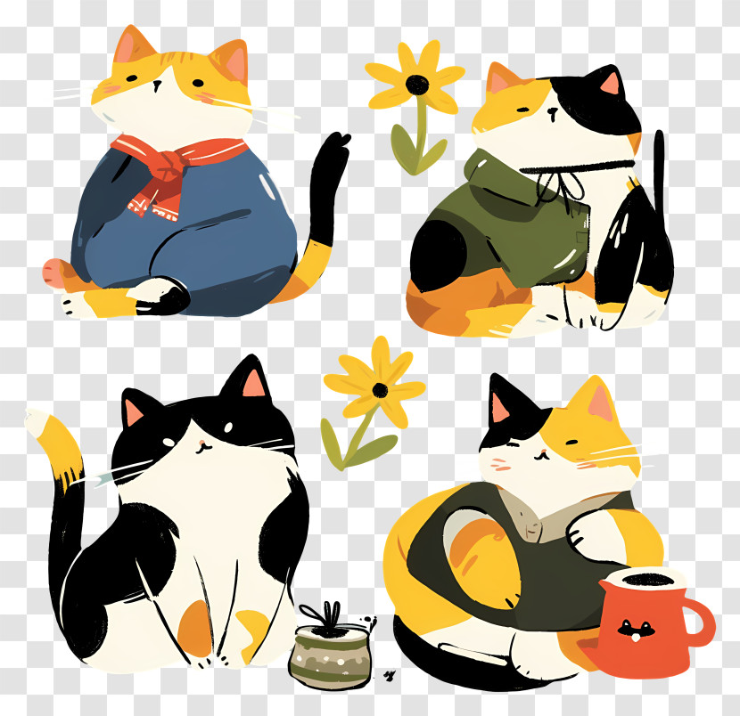 Kawaii Cat Poses - Adorable Cartoon Cats Transparent PNG
