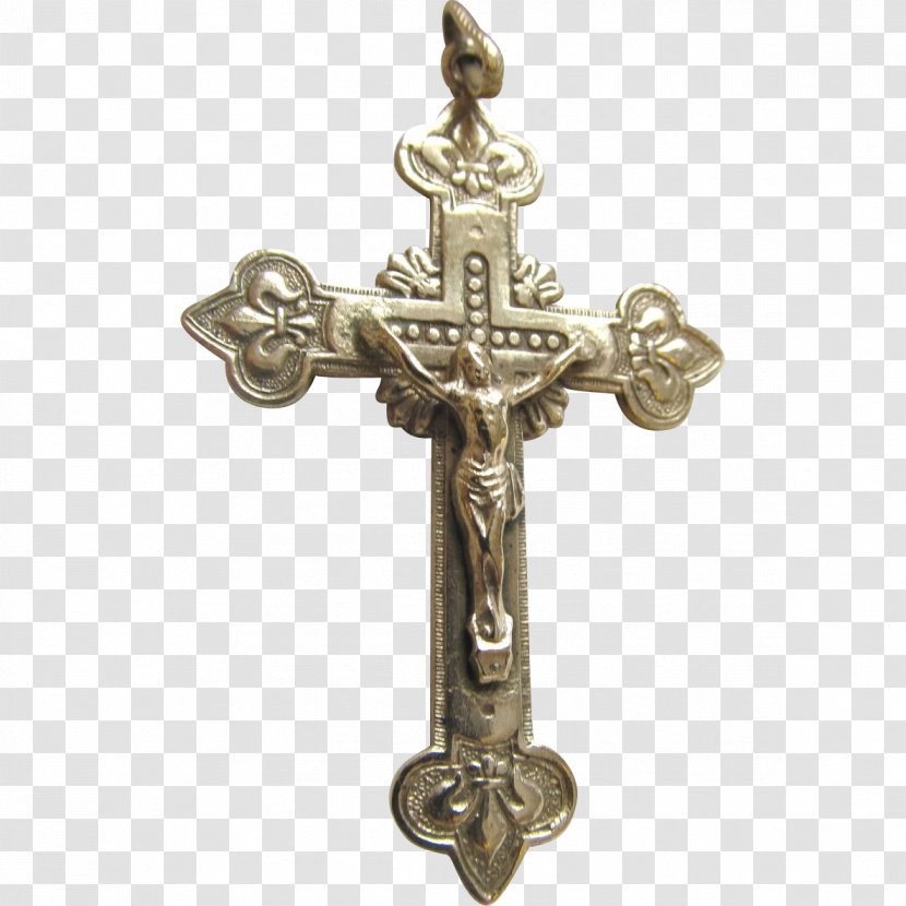 Crucifix Christian Cross Jewellery Pendant - Fleurdelis - Antique Jewelry Picture Material Transparent PNG