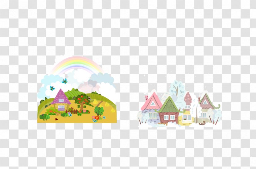 Cartoon Illustration - House - Vector Rainbow Transparent PNG
