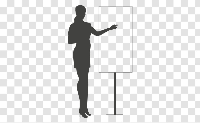 Silhouette Businessperson Drawing Clip Art - Black And White - Pointing Vector Transparent PNG