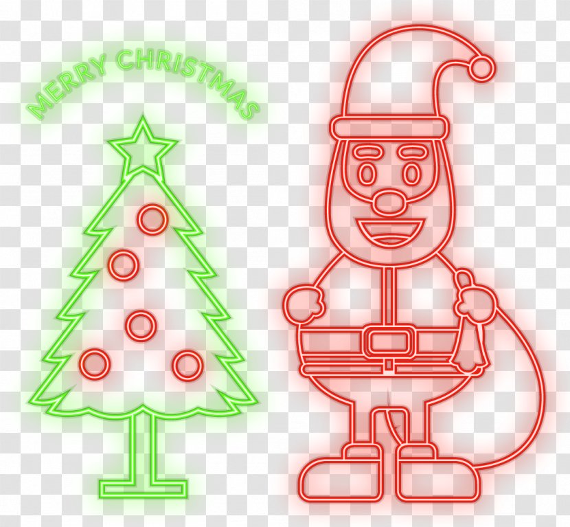 Santa Claus Christmas Tree Euclidean Vector - Fictional Character - Neon Transparent PNG