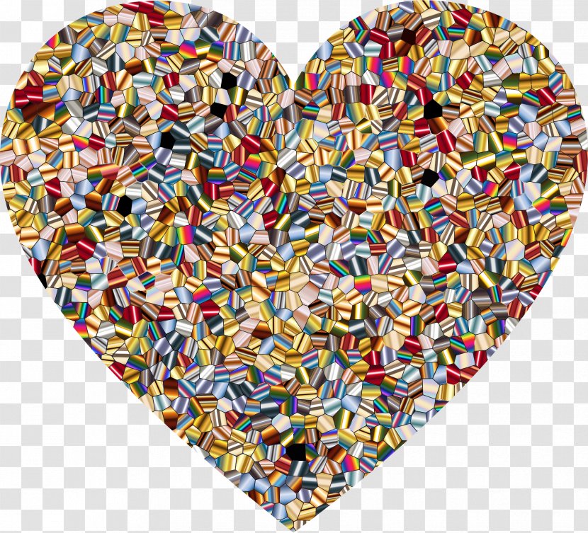 Mosaic Heart Tile Clip Art - Abstract - Shimmering Transparent PNG