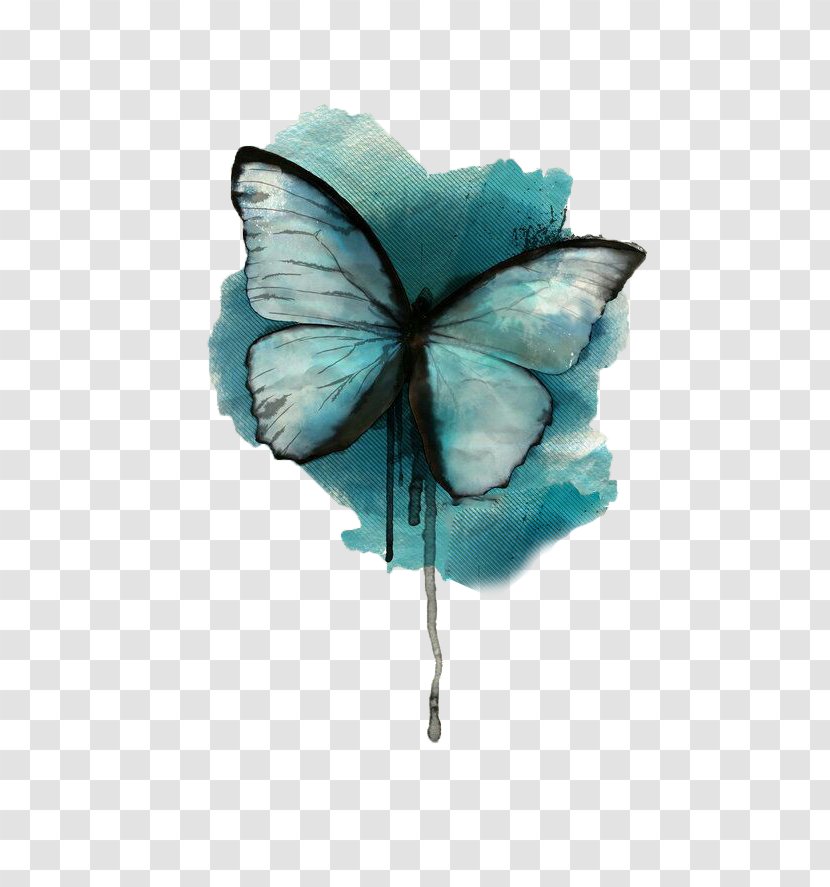 Butterfly Watercolor Painting Tattoo Drawing - Blue Transparent PNG