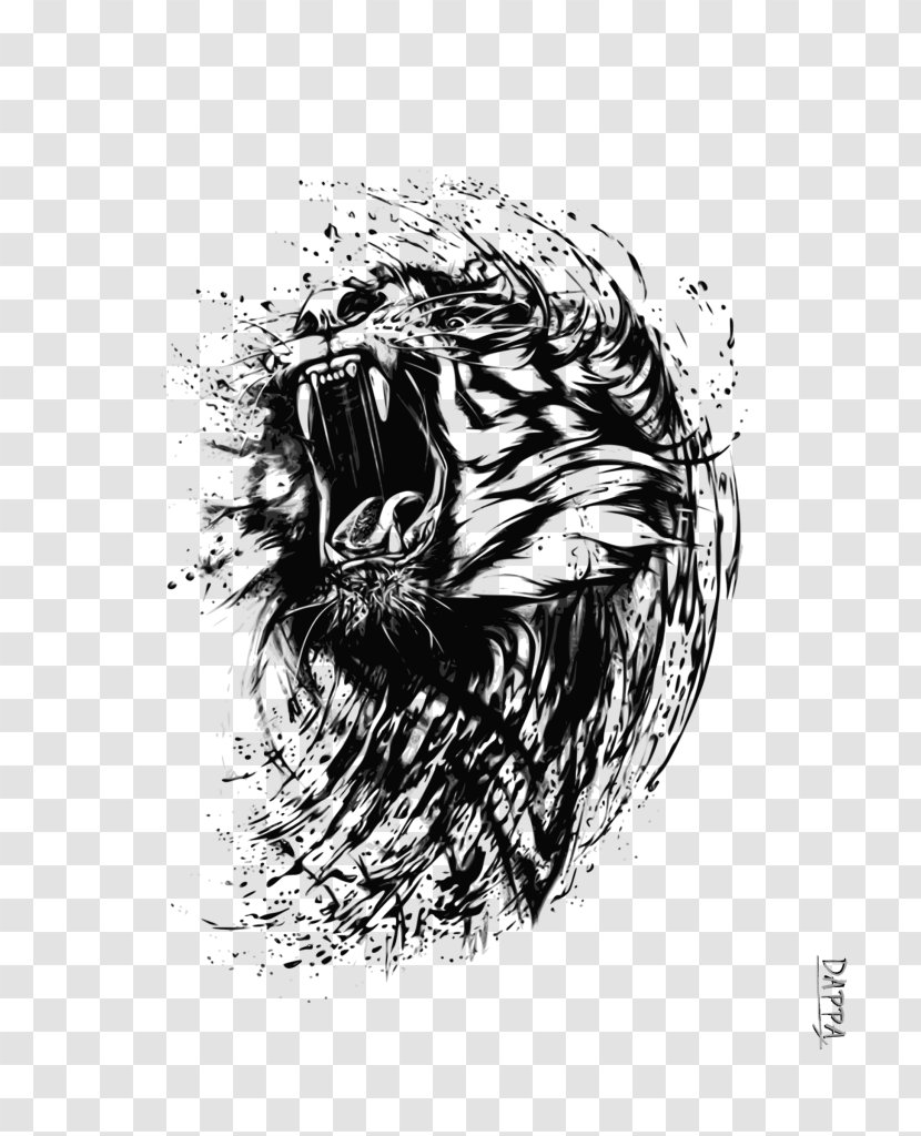 Tiger Cat Roar Drawing Clip Art - Growling Transparent PNG