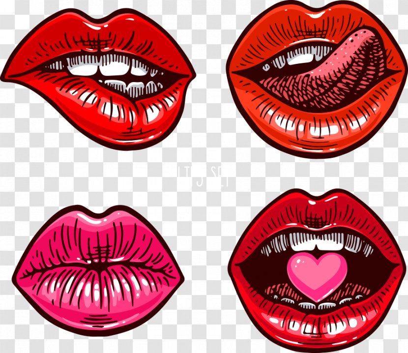 Lip Euclidean Vector Tongue - Silhouette - Lips Transparent PNG