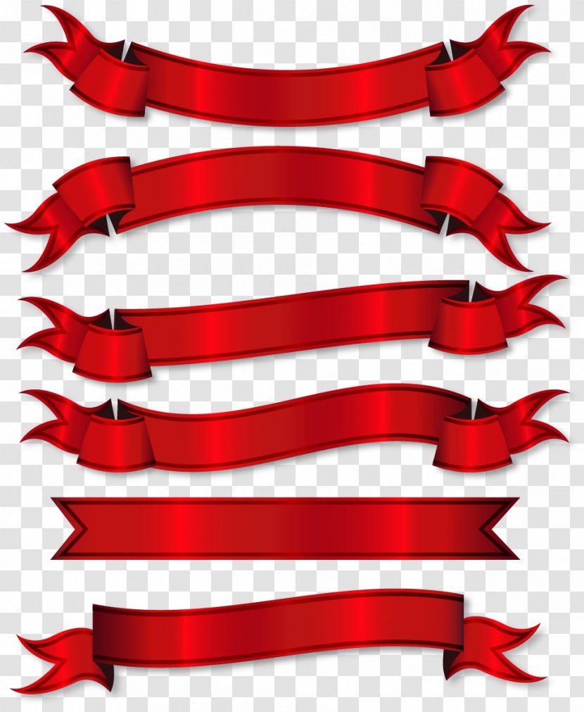 Red Ribbon Faixa Clip Art - Bright Holiday Transparent PNG