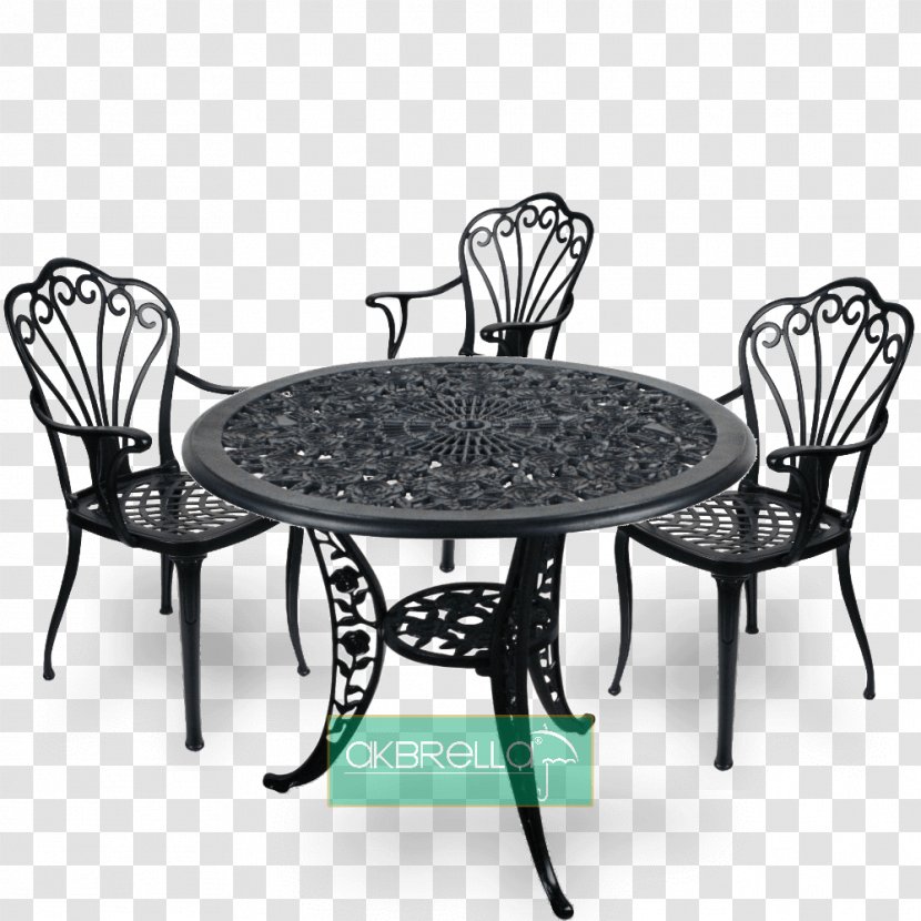 Table Chair Wrought Iron Garden Furniture Cast - Dining Room Transparent PNG