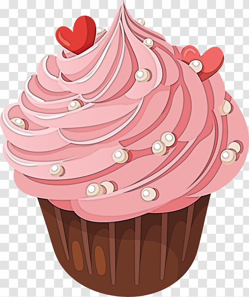 Cupcake Cake Icing Buttercream Pink Transparent PNG