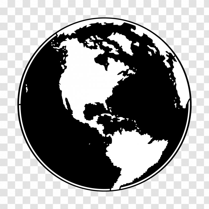 Black World Globe Logo Black-and-white - Earth - Planet Transparent PNG