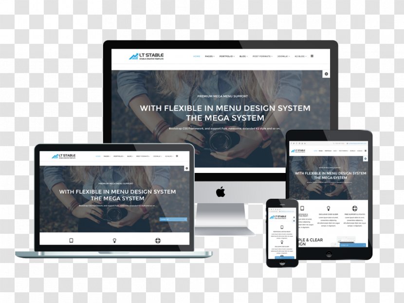 Responsive Web Design Template System Joomla WordPress - Bootstrap - Single Page Transparent PNG