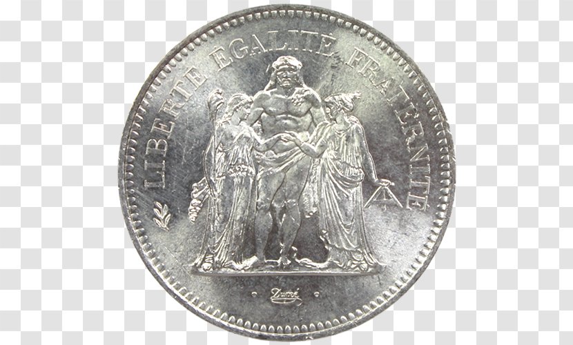 France Pièce De 50 Francs Hercule Gold Coin Silver - Bullion Transparent PNG