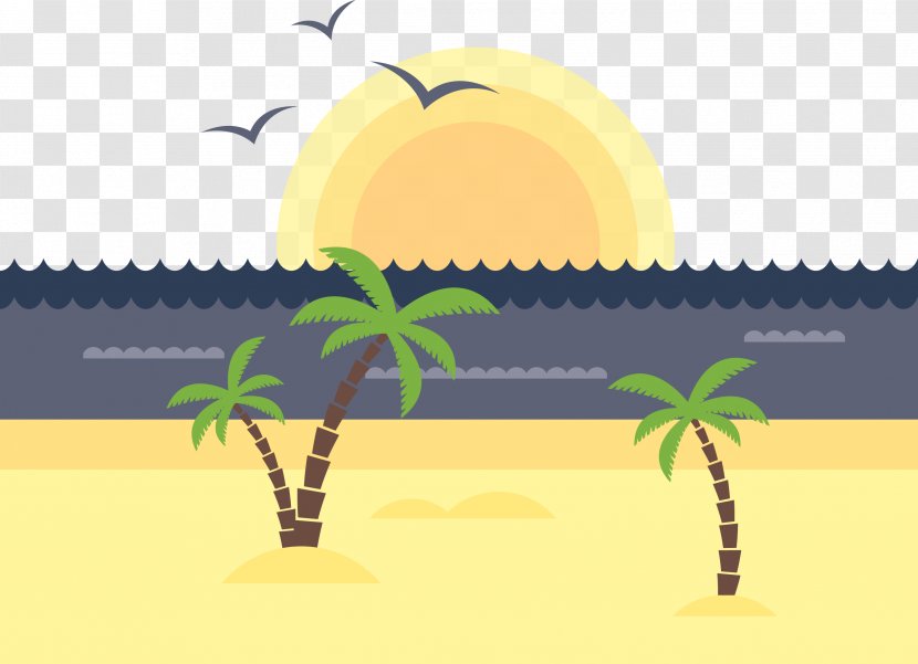 Landscape Sunset Beach Euclidean Vector - Fruit - Hand-painted And Sunrise Transparent PNG