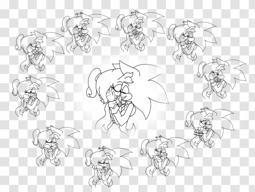 Line Art Cartoon Character Sketch - Walking - Sonic Crying Transparent PNG