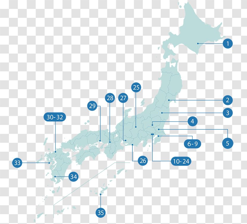 Prefectures Of Japan World Map - Water Transparent PNG