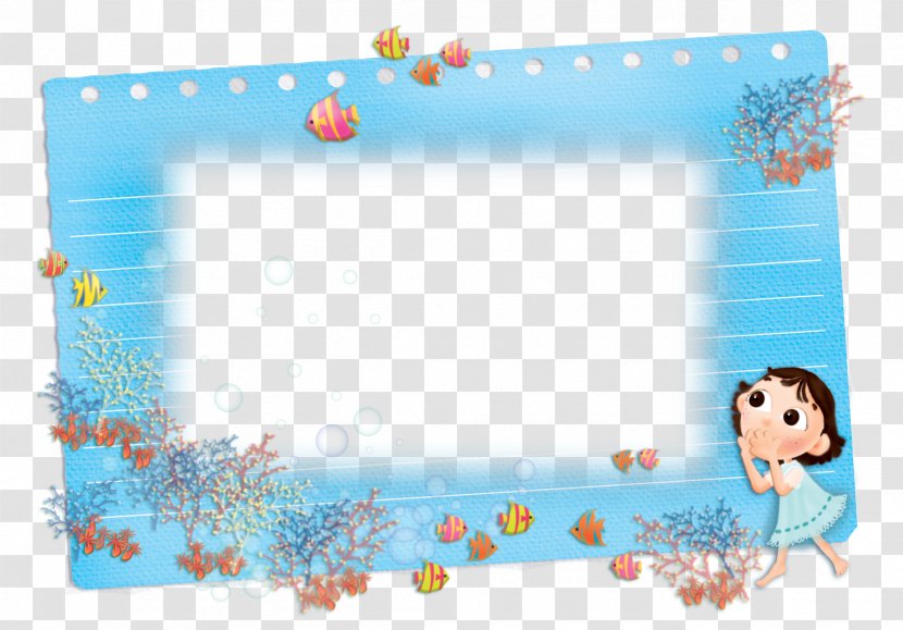 Blue Cartoon Picture Frame Transparent PNG