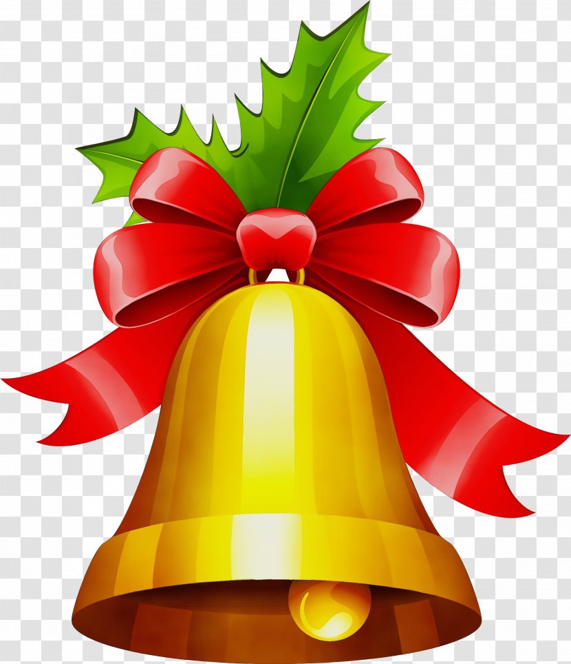 Christmas Decoration - Bell - Holly Ribbon Transparent PNG