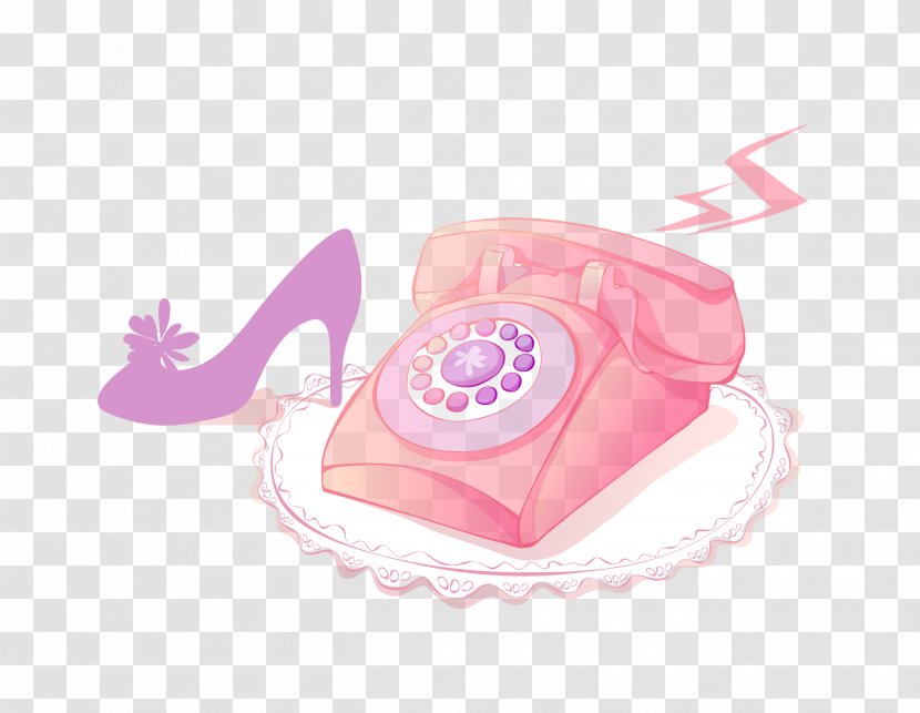 Female Download - Pink - Vector Telephone And High Heels Transparent PNG
