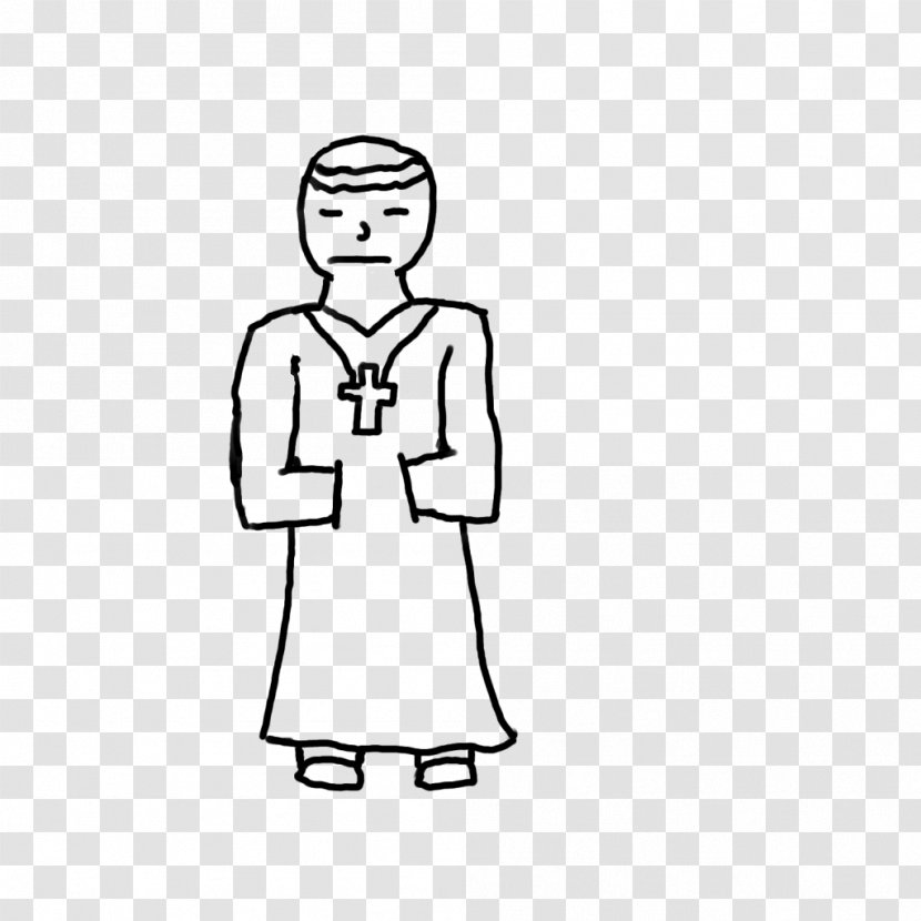 Drawing Priest Line Art Cartoon - Silhouette Transparent PNG