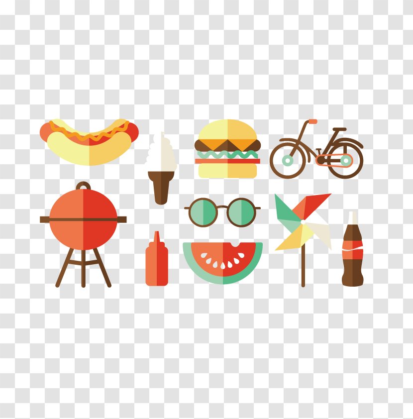 Flat Design Clip Art - Summer - Grill Element Vector Transparent PNG