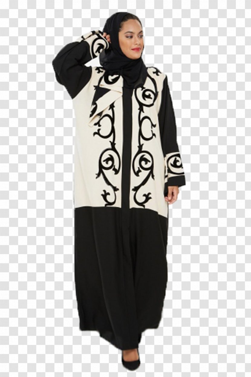 Robe Abaya Black Sleeve White - Specification Transparent PNG