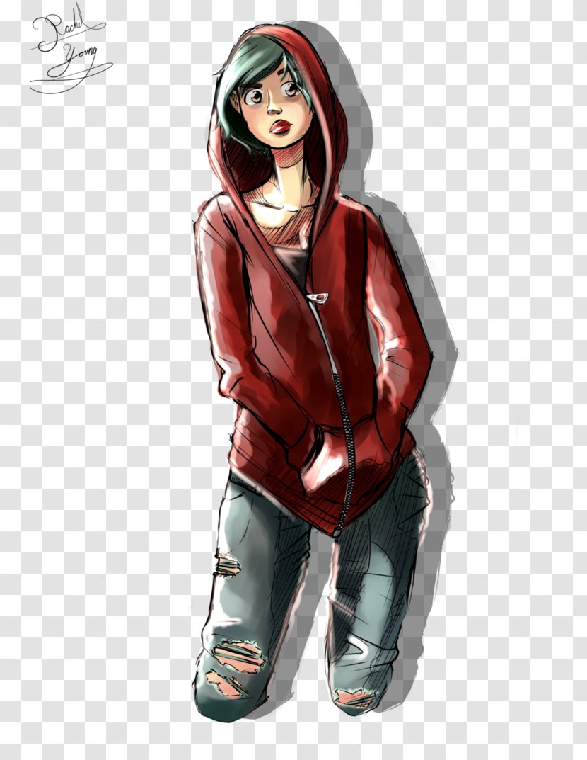 Hoodie Outerwear Drawing Art Sketch - Flower - Selfportrait Transparent PNG