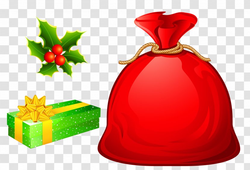 Santa Claus Christmas Gift Bag Clip Art - Transparent And Ornaments Transparent PNG