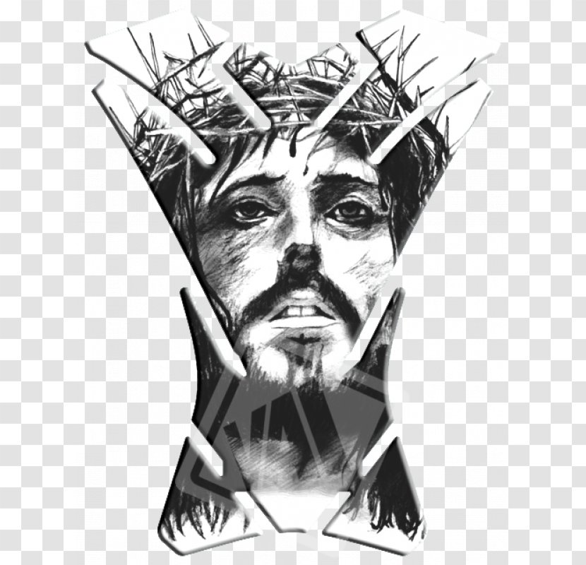 Drawing Black And White Christ - Divine Mercy - Adhesive Transparent PNG