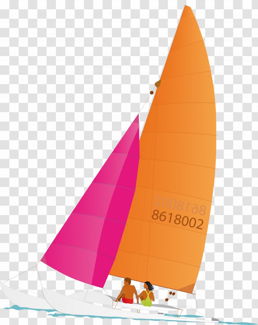Sailing Ship Orange - Red - Vector Transparent PNG