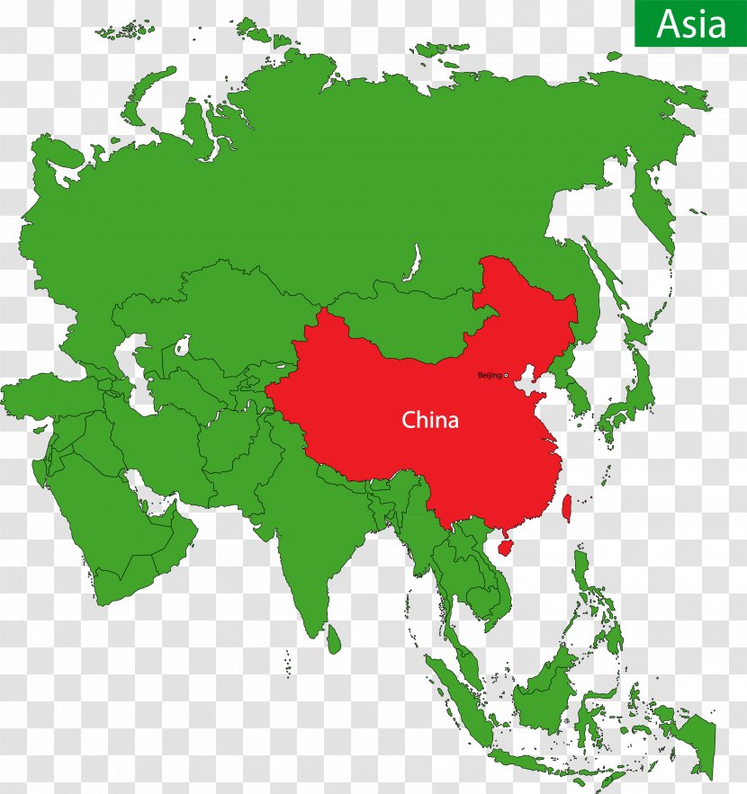 East Asia Western Map Clip Art - Royaltyfree - China's Position In Asia, A Schematic Of The Vector Transparent PNG