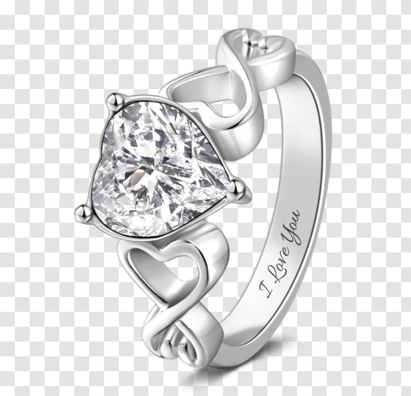 Wedding Ring Silver Pre-engagement Body Jewellery - Crystal - Couple Rings Transparent PNG