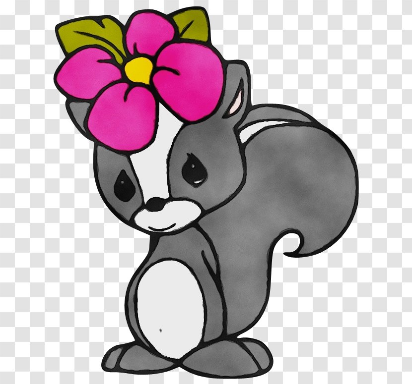 Cartoon Animal Figure Squirrel Plant Flower - Tail Transparent PNG