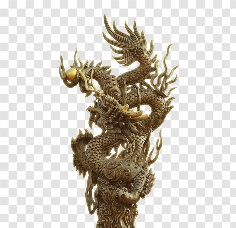 Stone Sculpture Chinese Dragon Relief Carving - Bronze - Wind Mascot Transparent PNG
