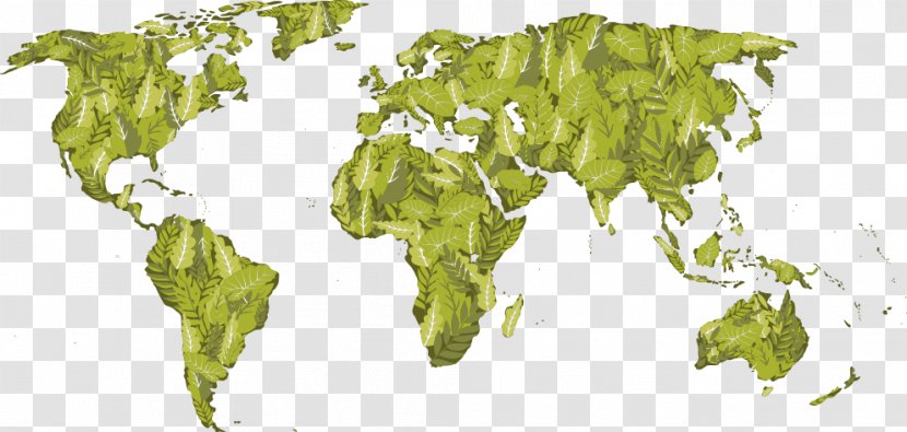 World Map Globe Blank - Tree - Vector Green Land Transparent PNG