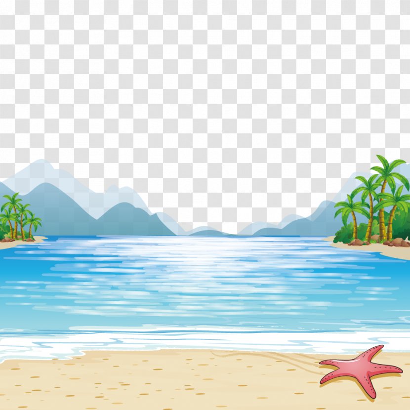 Child Beach Illustration - Ocean - Vector Sea Mountains Transparent PNG