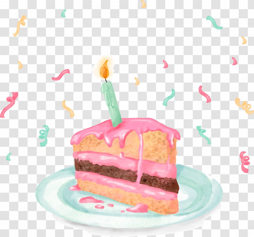 Birthday Cake Torte Cheesecake Buttercream - Icing - Triangle Pink Transparent PNG