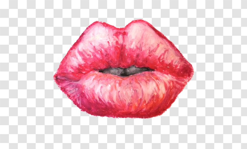 Oil Pastel Drawing Lip Watercolor Painting - Close Up Transparent PNG