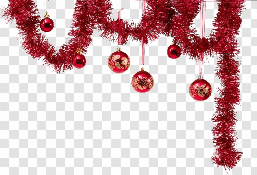 Christmas Tree Ornament Tinsel Decoration - Red - Bell Creative Transparent PNG