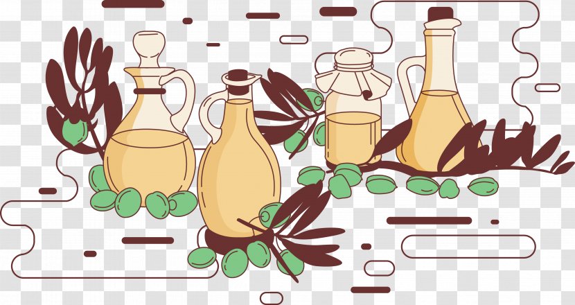 Glass Bottle Olive Oil - In Painted Kettle Transparent PNG